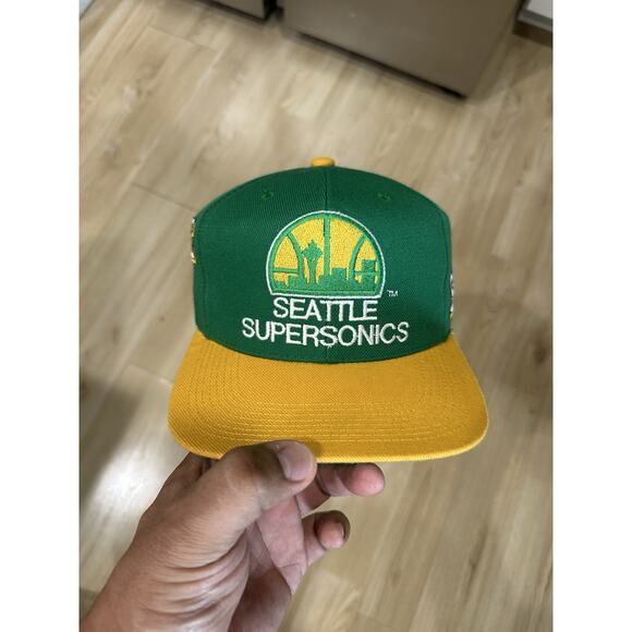 Vintage Seattle Supersonics Sports Specialties Two Tone Script Snapback Hat - Picture 1 of 9